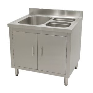 Stainless Steel Triple Sink With Cabinet